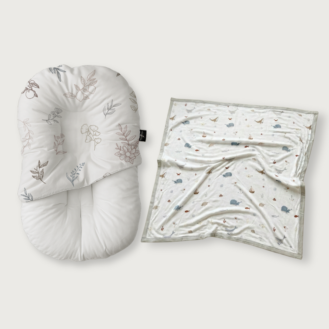 Duck-Down Infant Lounger + Bamboo Blanket Bundle