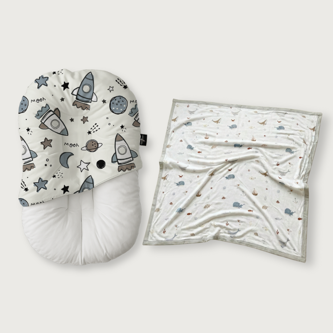 Duck-Down Infant Lounger + Bamboo Blanket Bundle