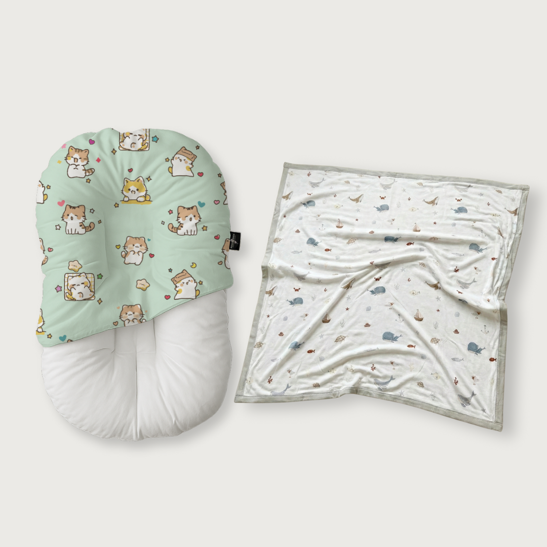 Duck-Down Infant Lounger + Bamboo Blanket Bundle