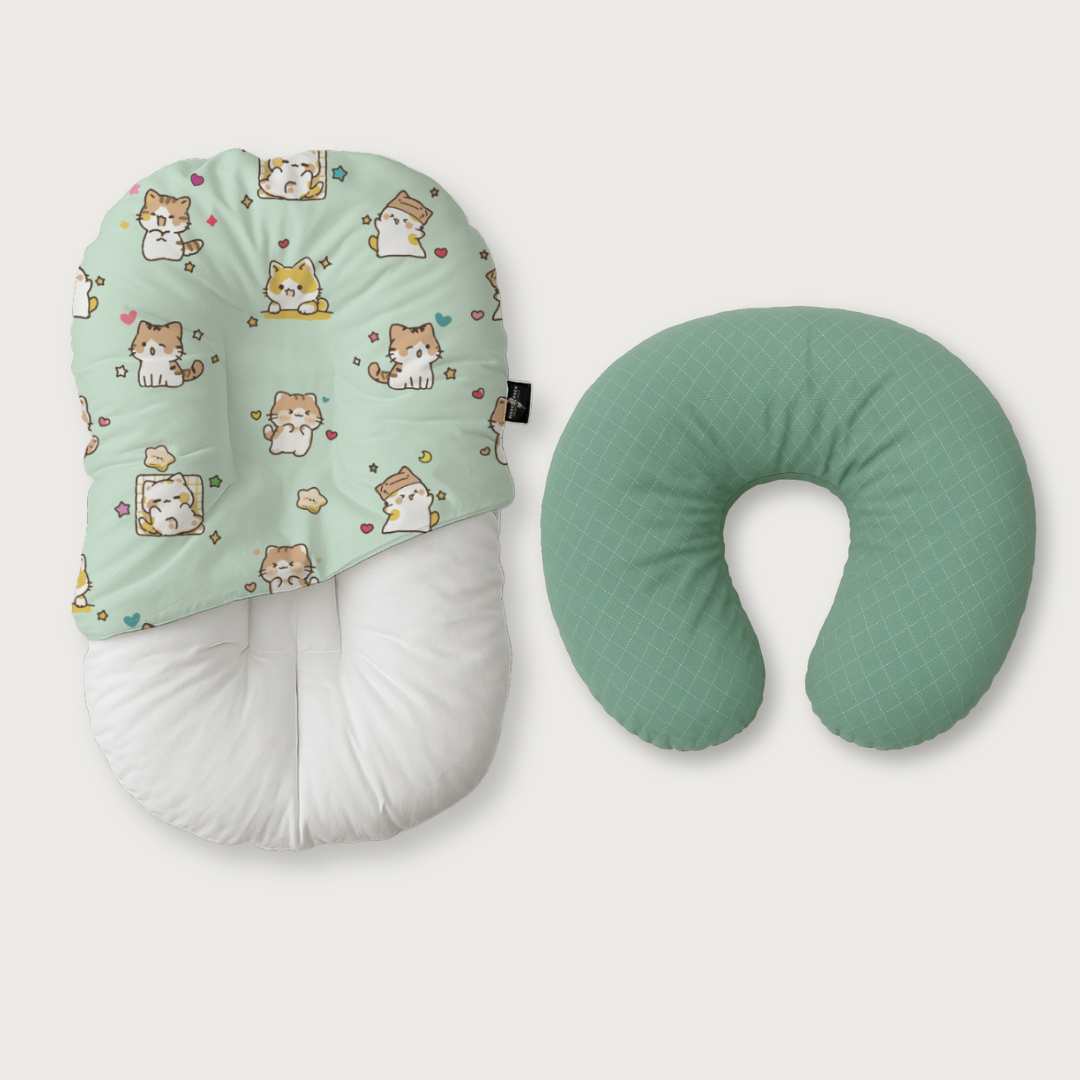Duck-Down Infant Lounger + Crescent Pillow Bundle