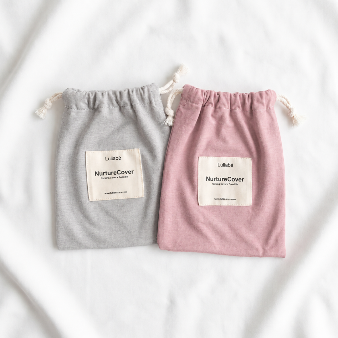 Rosy and Pebble Nurture Cover drawstring pouches