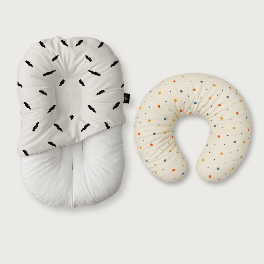 Duck-Down Infant Lounger + Crescent Pillow Bundle