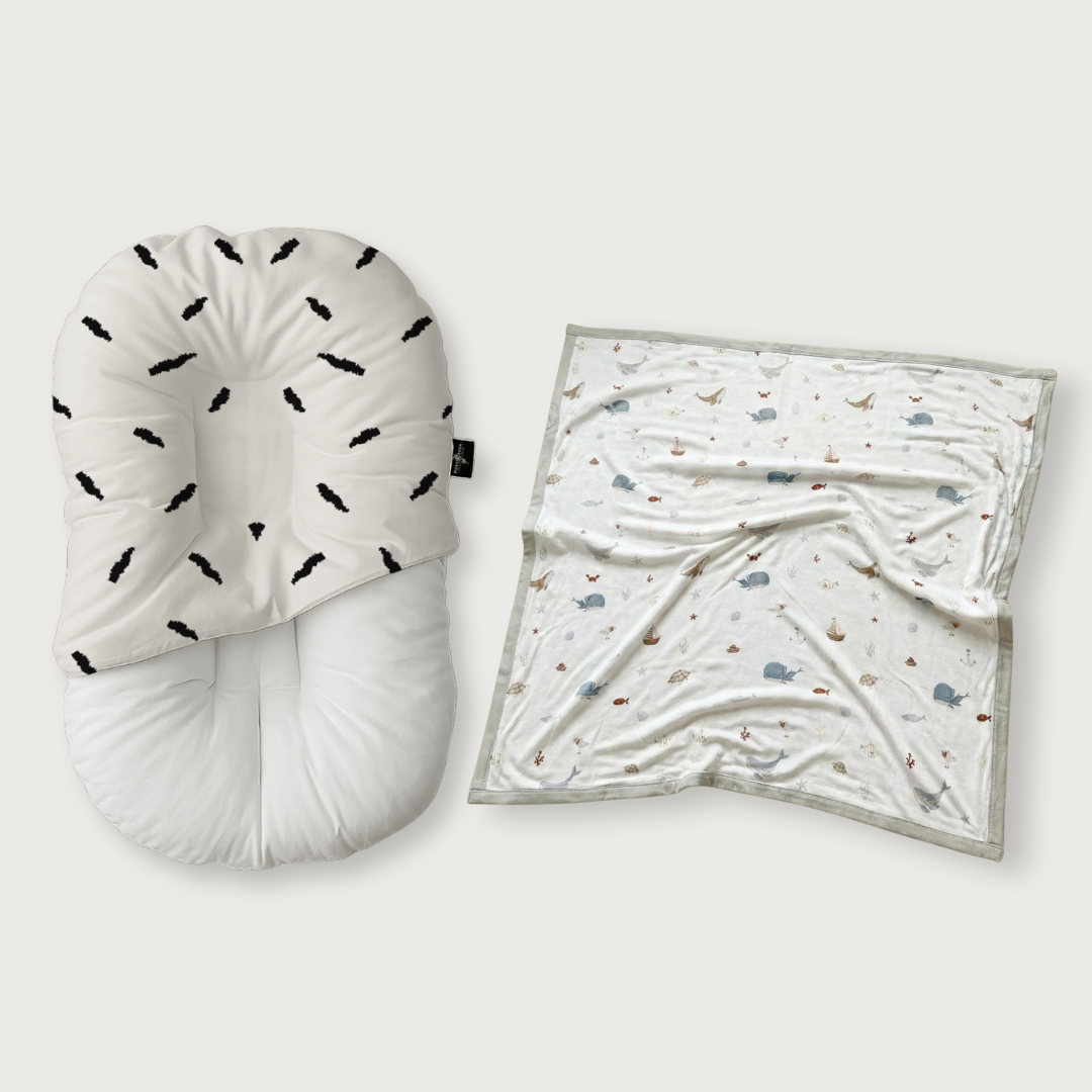 Duck-Down Infant Lounger + Bamboo Blanket Bundle