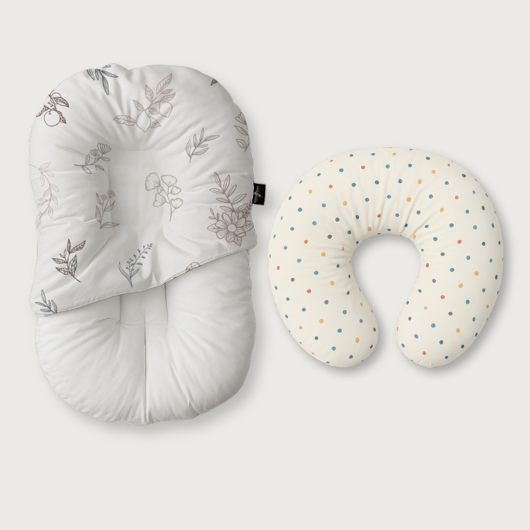 Duck-Down Infant Lounger + Crescent Pillow Bundle
