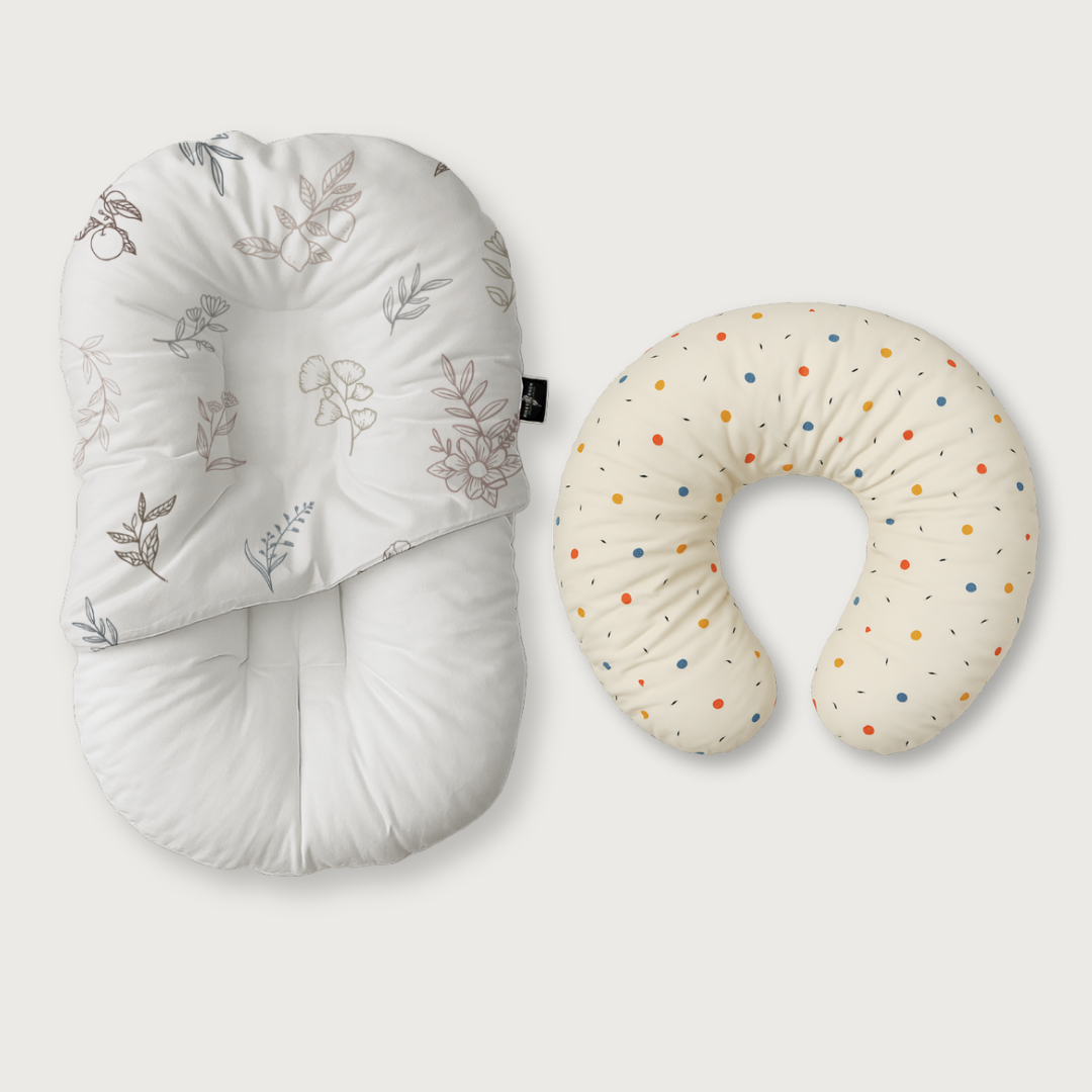 Duck-Down Infant Lounger + Crescent Pillow Bundle