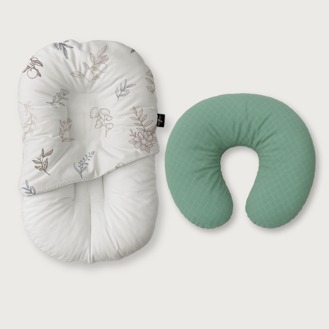 Duck-Down Infant Lounger + Crescent Pillow Bundle