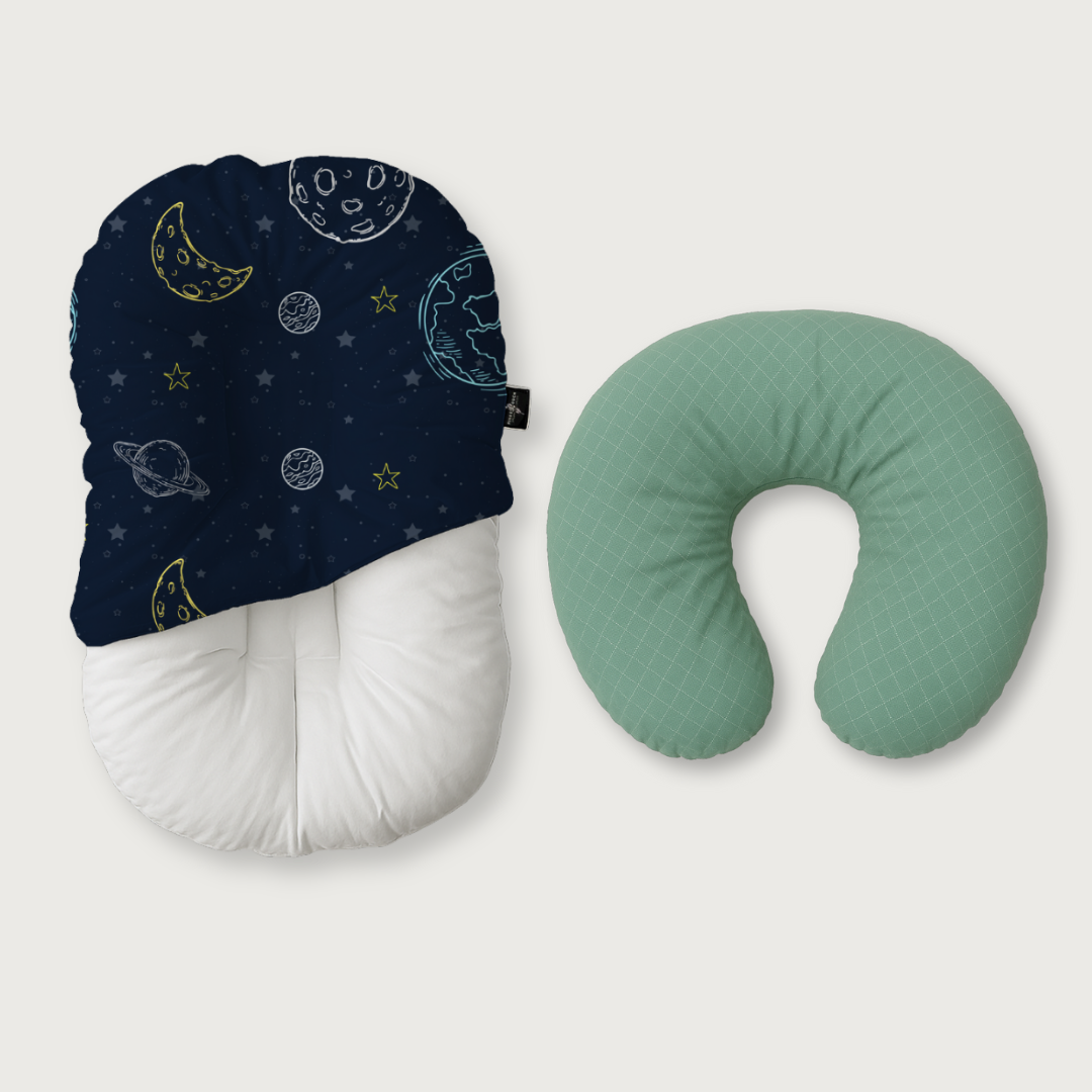 Duck-Down Infant Lounger + Crescent Pillow Bundle