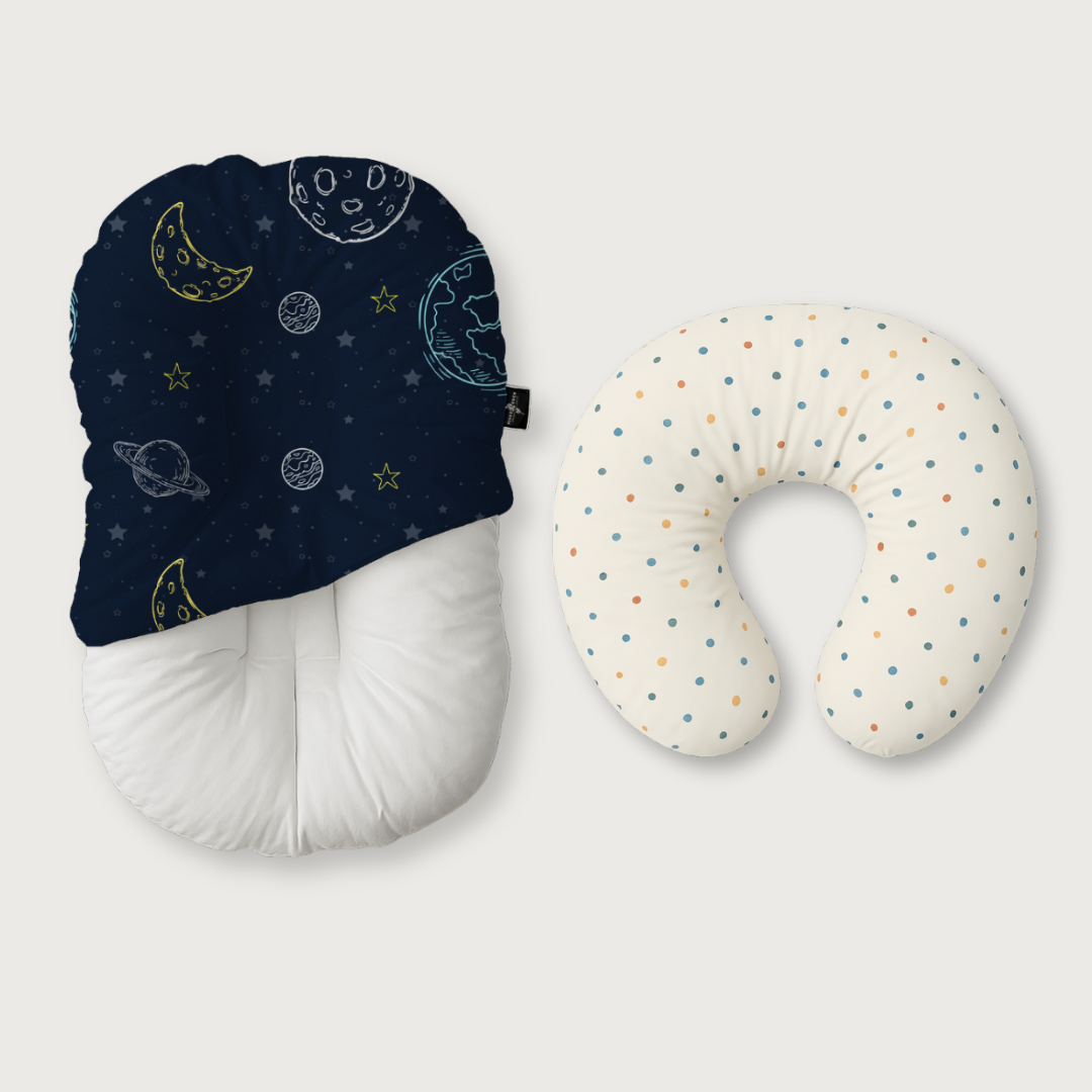 Duck-Down Infant Lounger + Crescent Pillow Bundle