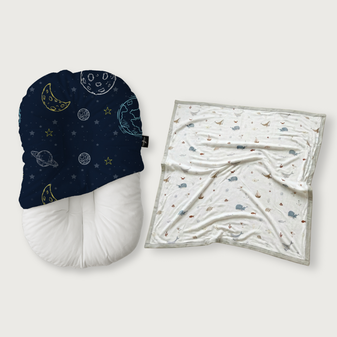 Duck-Down Infant Lounger + Bamboo Blanket Bundle