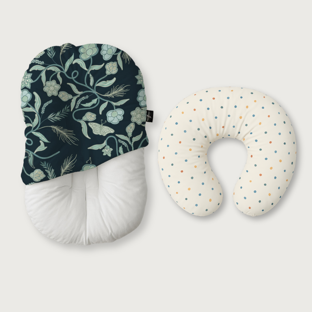 Duck-Down Infant Lounger + Crescent Pillow Bundle
