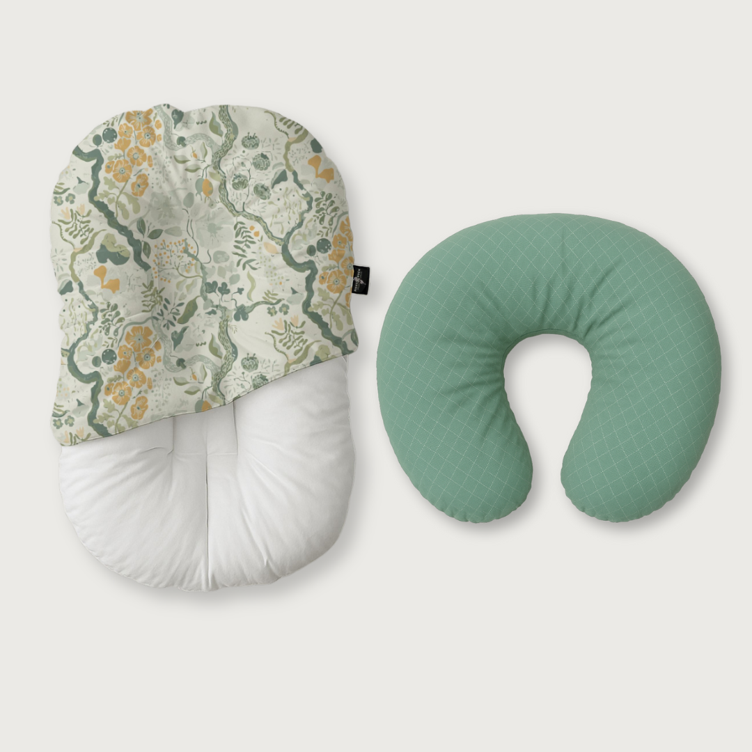 Duck-Down Infant Lounger + Crescent Pillow Bundle