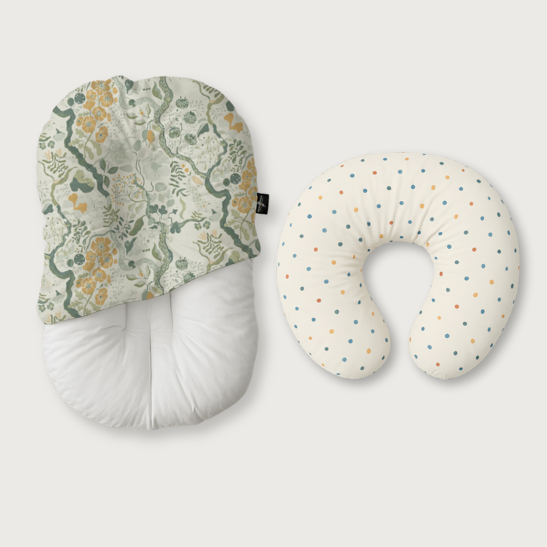 Duck-Down Infant Lounger + Crescent Pillow Bundle