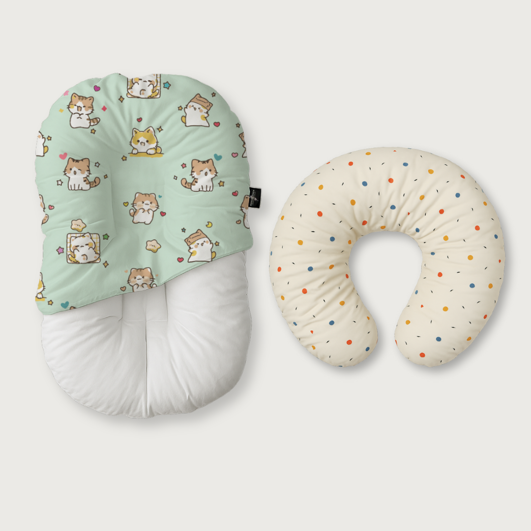 Duck-Down Infant Lounger + Crescent Pillow Bundle