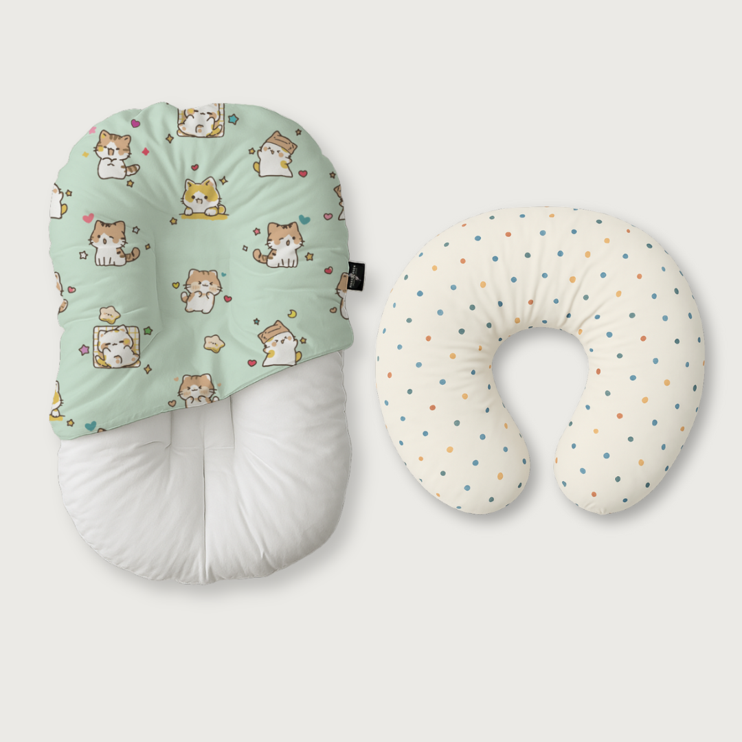 Duck-Down Infant Lounger + Crescent Pillow Bundle