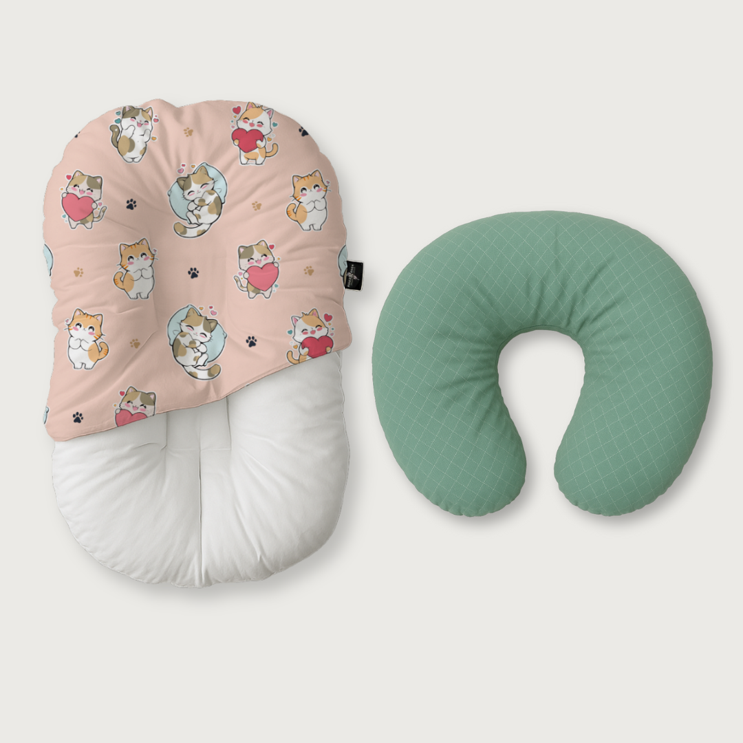 Duck-Down Infant Lounger + Crescent Pillow Bundle