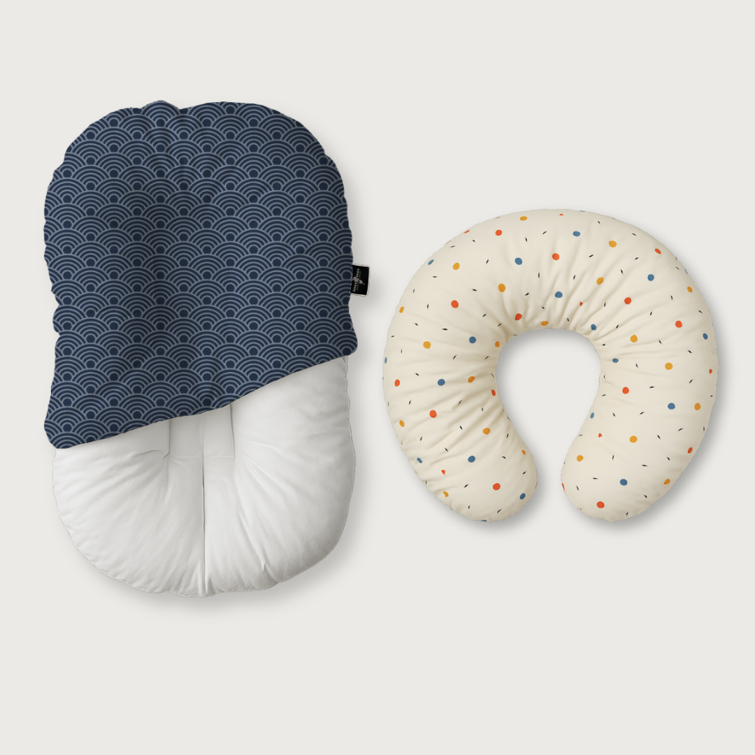 Duck-Down Infant Lounger + Crescent Pillow Bundle