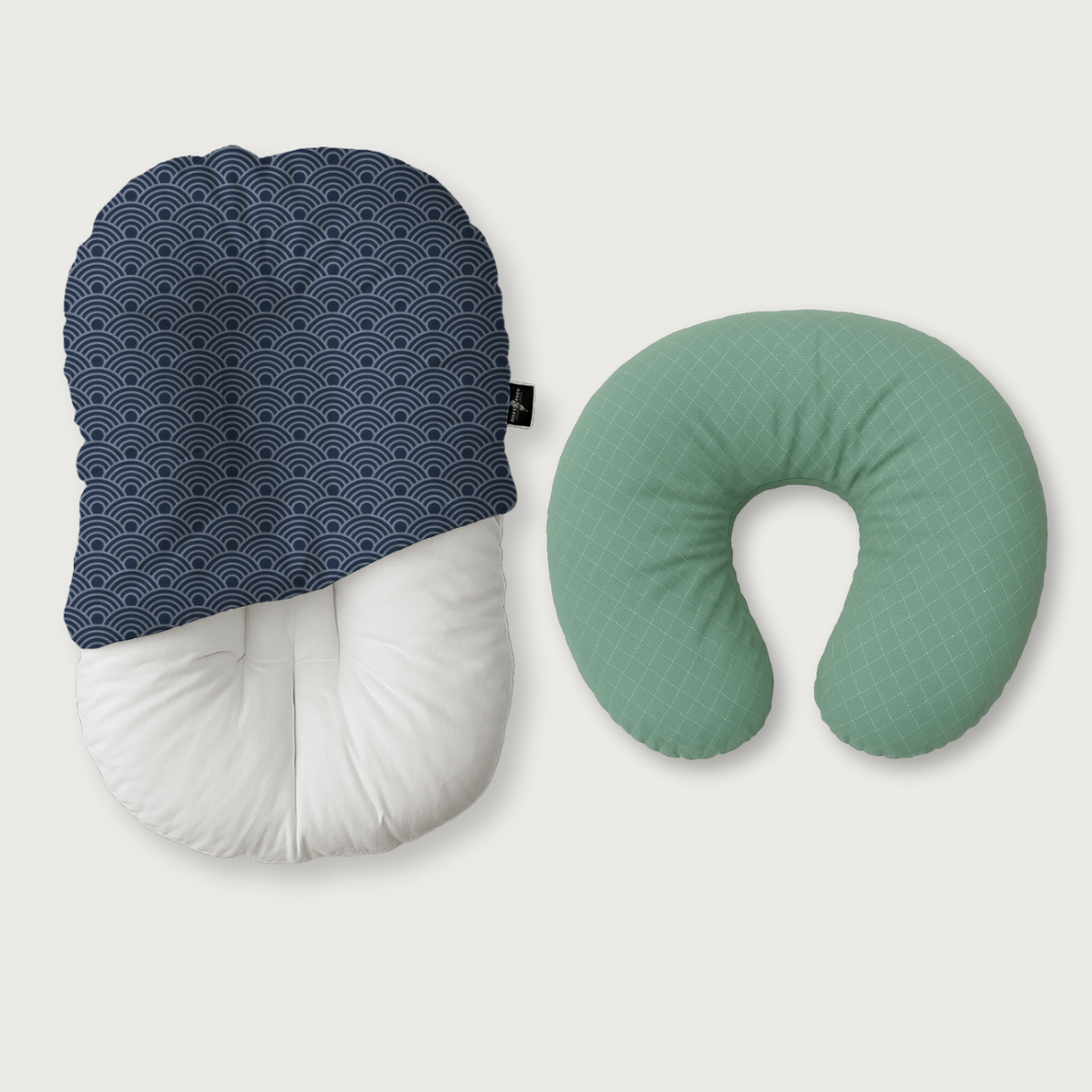 Duck-Down Infant Lounger + Crescent Pillow Bundle