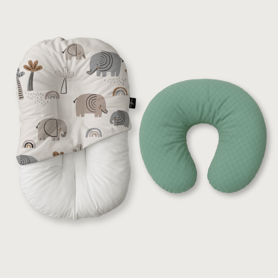 Duck-Down Infant Lounger + Crescent Pillow Bundle