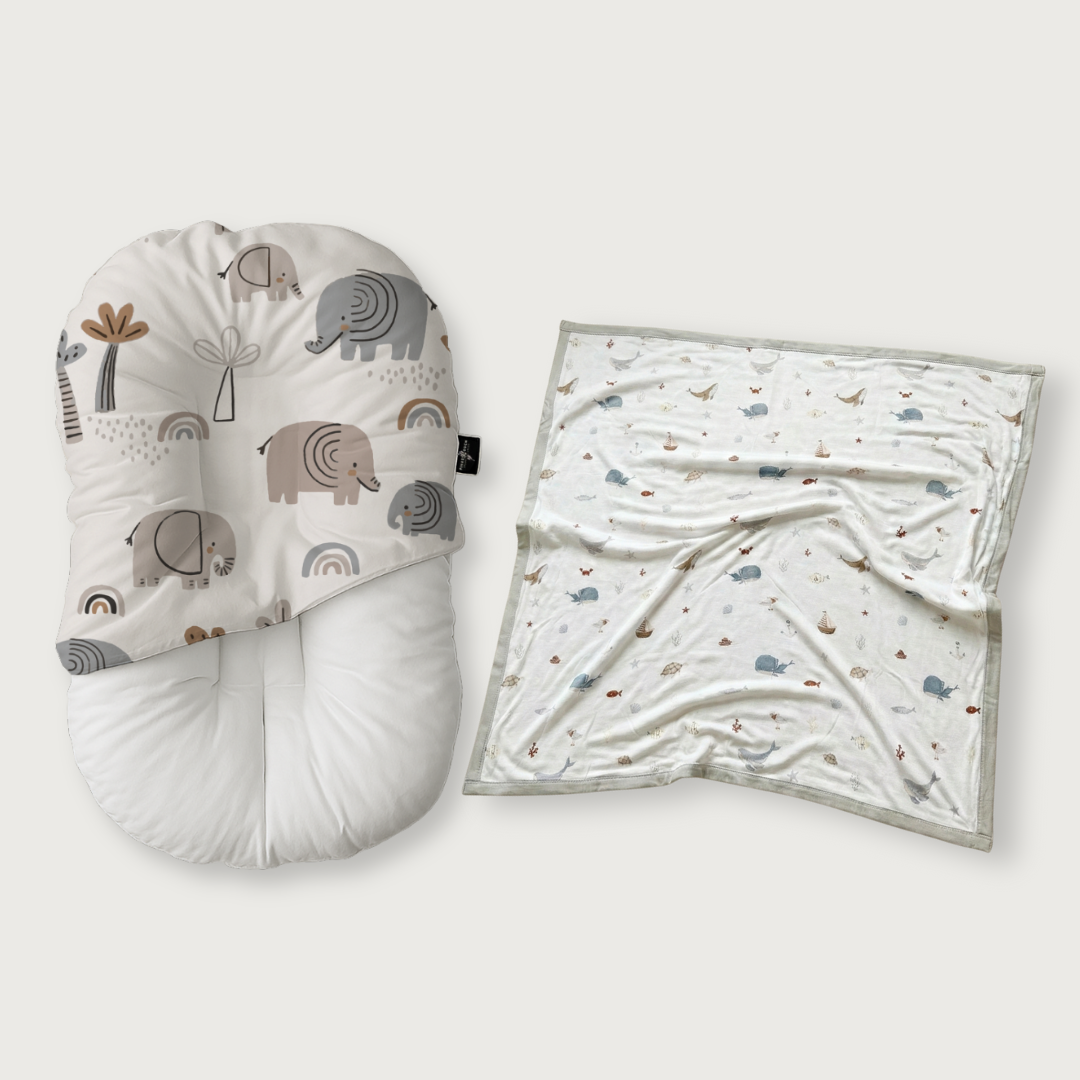 Duck-Down Infant Lounger + Bamboo Blanket Bundle
