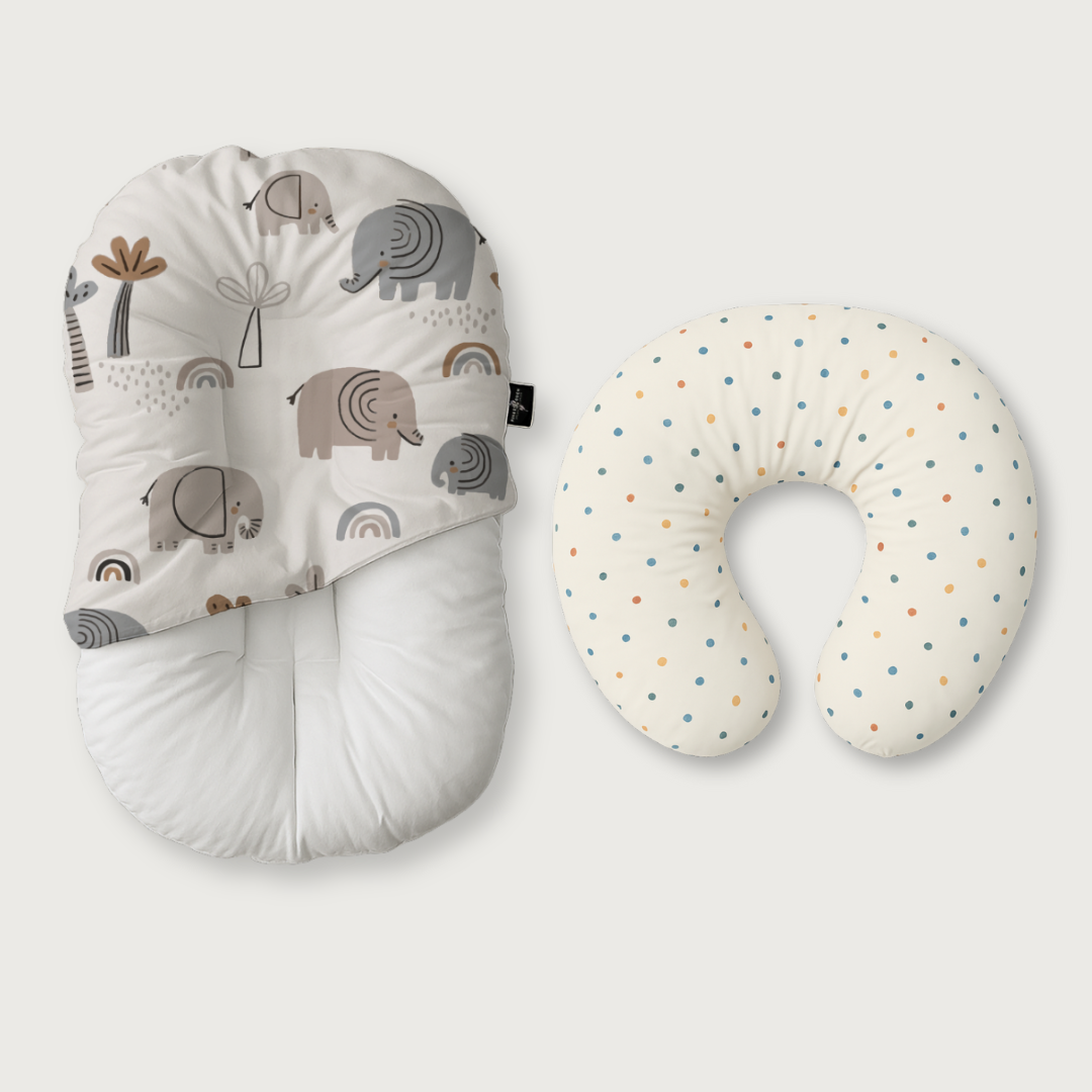Duck-Down Infant Lounger + Crescent Pillow Bundle