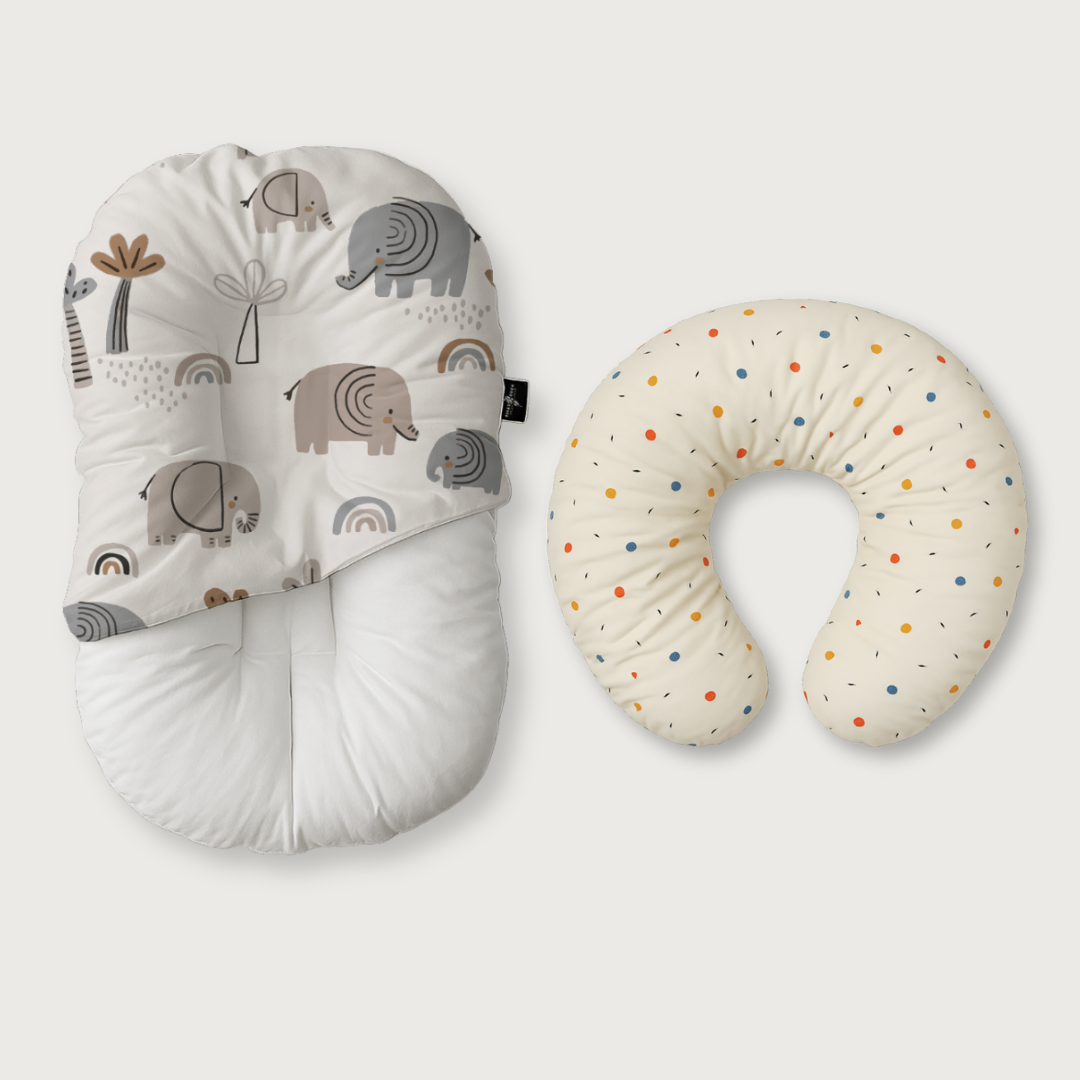 Duck-Down Infant Lounger + Crescent Pillow Bundle