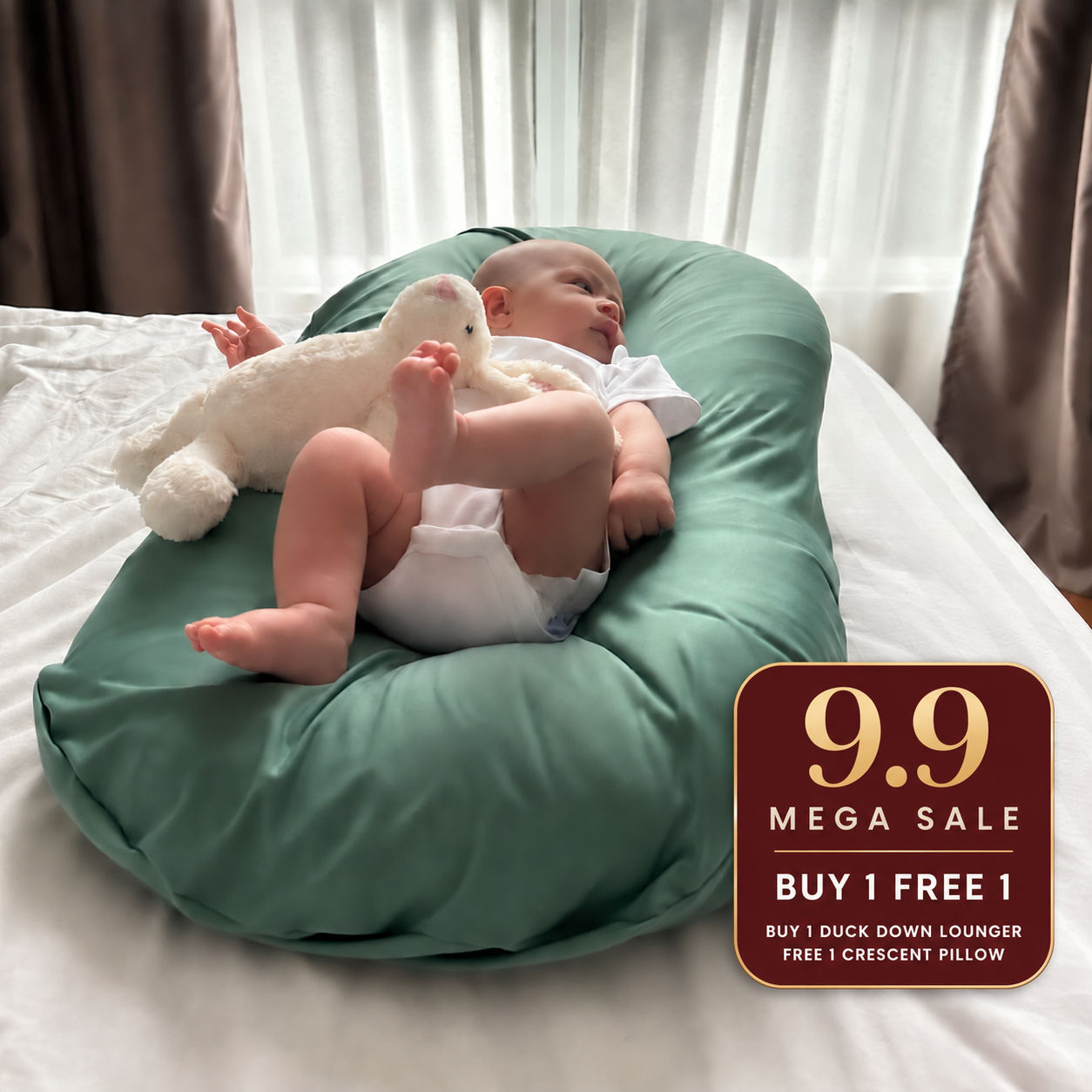 Organic Duck-Down Feather Infant Lounger | Co-Sleeping, Lounging, Play-Time